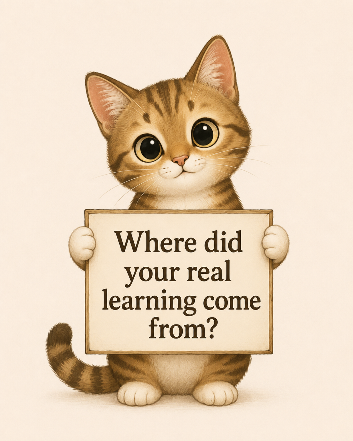 cartoon cat holding sign